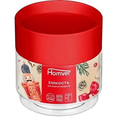Емкость для сыпучих продуктов 0,5л, Красный
