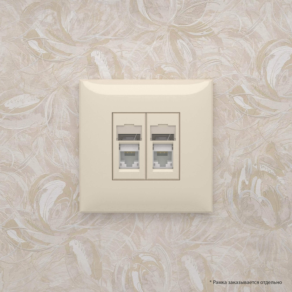 Компьютерная розетка RJ-45 в стену, кат.5e двойная,"Avanti", "Ванильная дымка"