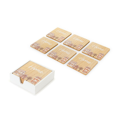 Набор из 6 шт Подставки под горячее "Домики" 11x11x3.5 см