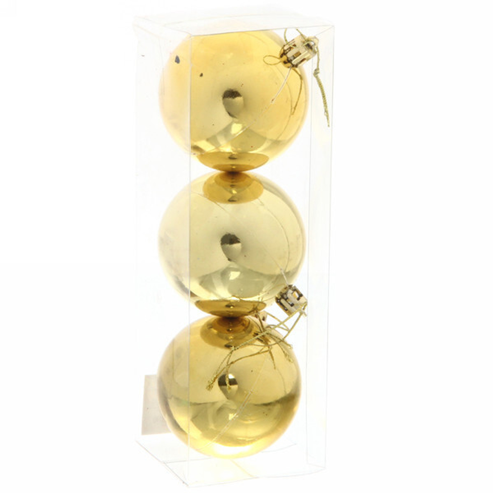 Новогодние шары 7 см (набор 3 шт) «Глянец», золотой