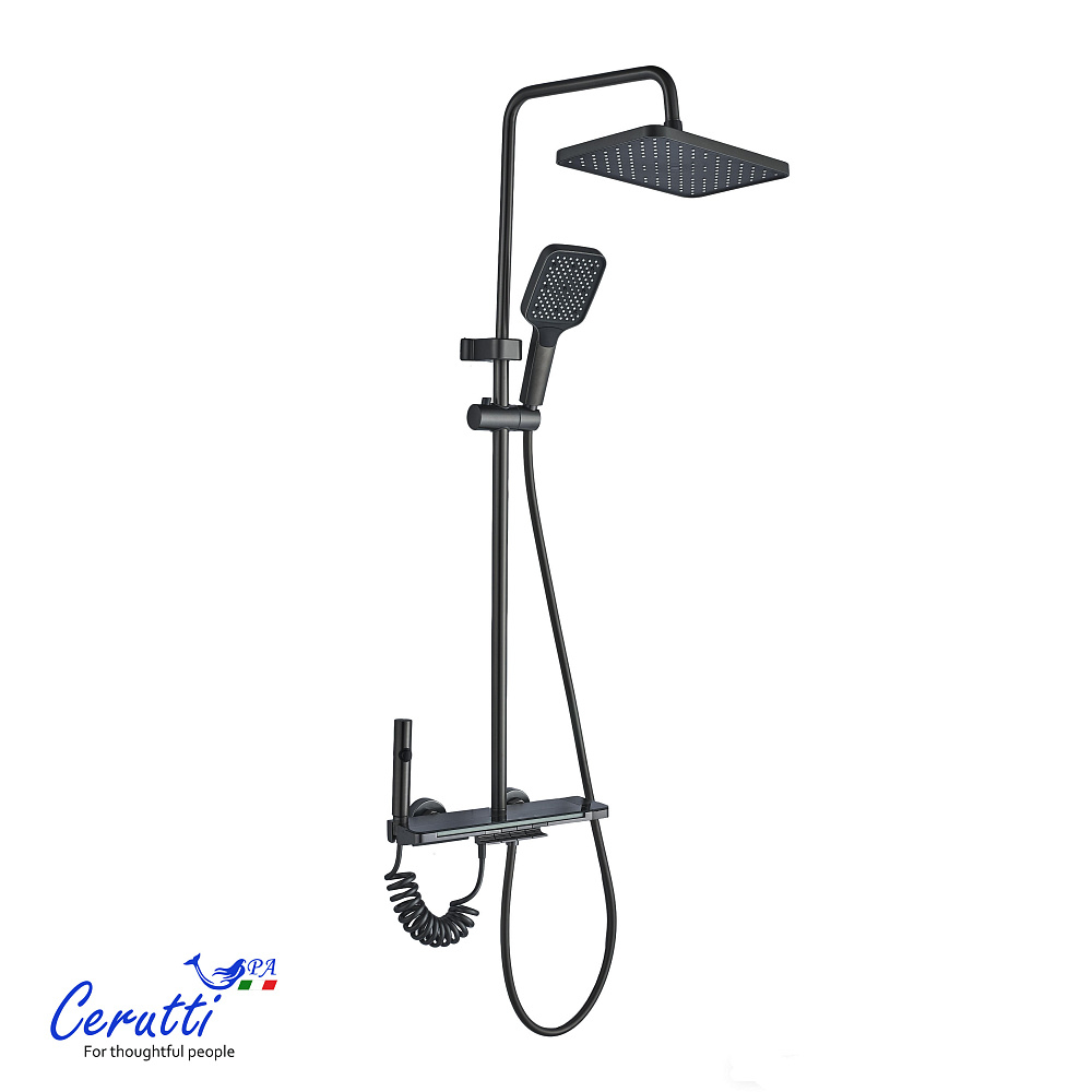Душевая стойка Ceruttispa ТОРЕ (TORE) цвет графит, с LED подсветкой