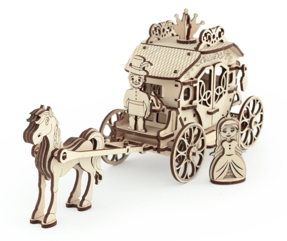 Конструктор 3D деревянный подвижный Lemmo Карета