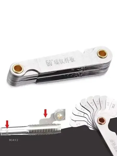 Резьбомер Метрический М60 и Дюймовый D55 Набор шаблонов Двухсторонний из стали для измерения шага резьбы