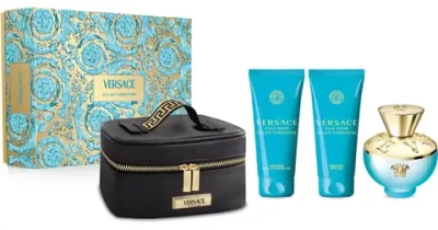 VERSACE DYLAN TOURQUOISE EDT SET 100 ML + S/G 100 ML+ B/L 100 ML + BAG