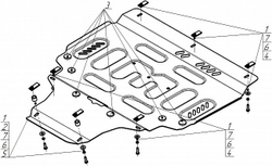Защита картера двигателя, КПП. 2 мм, Сталь. для Mercedes B-class 2011-2018, Motodor.71202