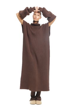 Платье с отстегивающимися рукавами WARM UP Brown