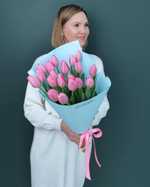 Букет из нежно-розовых тюльпанов 19шт(00191)