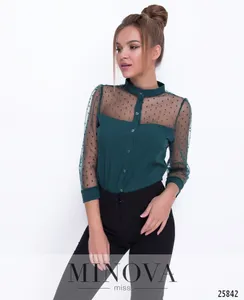 Блуза 1095-темно-зеленый Minova