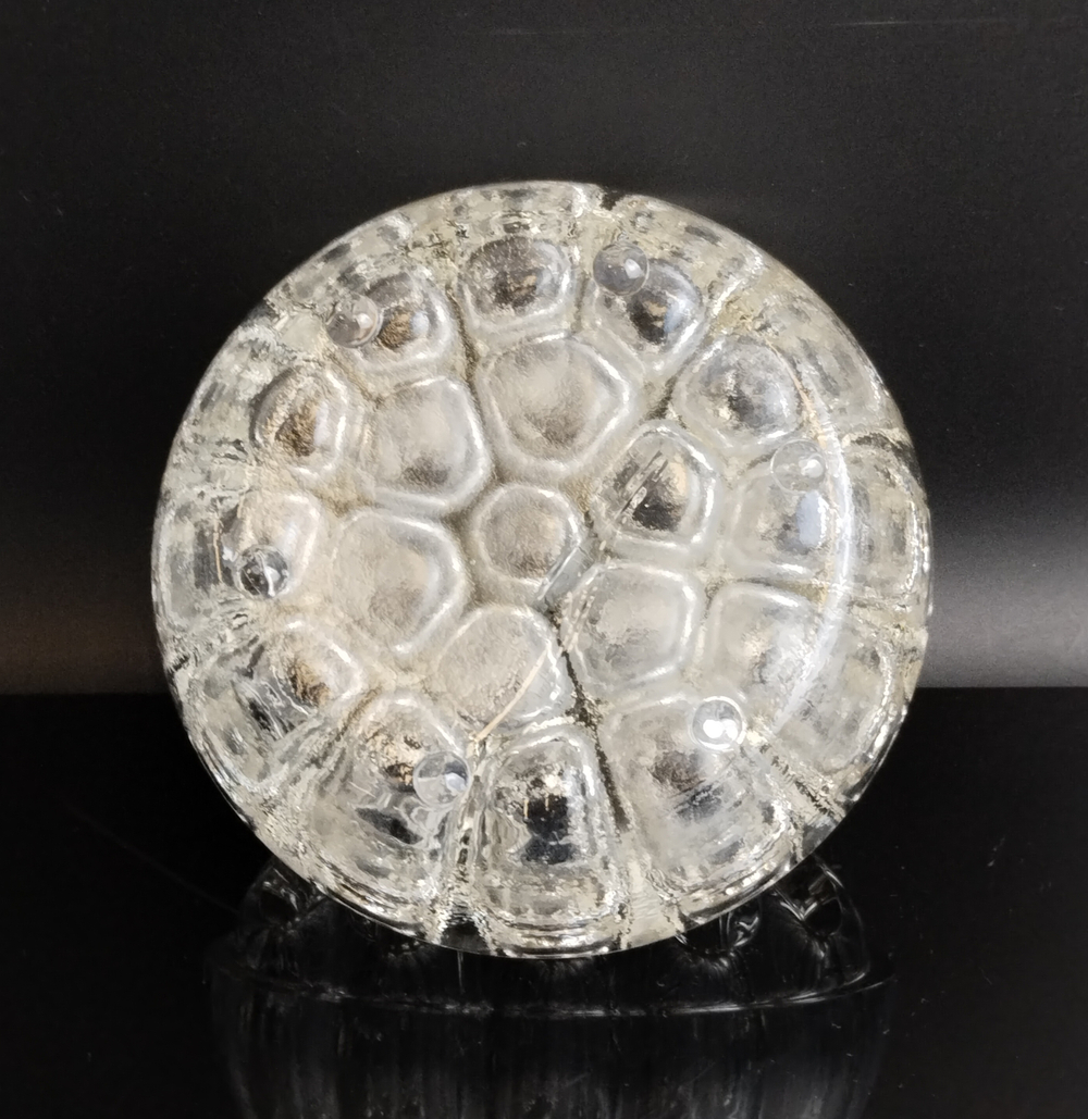 Ваза-подставка для цветов (роуз-боул, rose-bowl), стекло, пресс, винтаж Франция, 1960-1980 гг