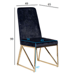 Стул Garda Decor велюр темно-синий, золото 49*65*99 см