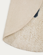 Круглый ковёр Tandani из бежевого хлопка с синим слоном, Ø 100 см