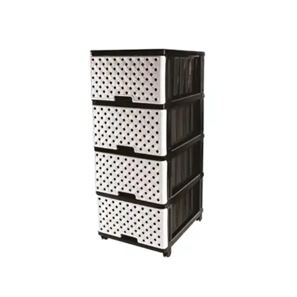 Комод 4-х секционный СЕТКА черно-белый