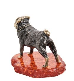 Народные промыслы AM-1309 Фигурка «Мопс» (латунь, янтарь)