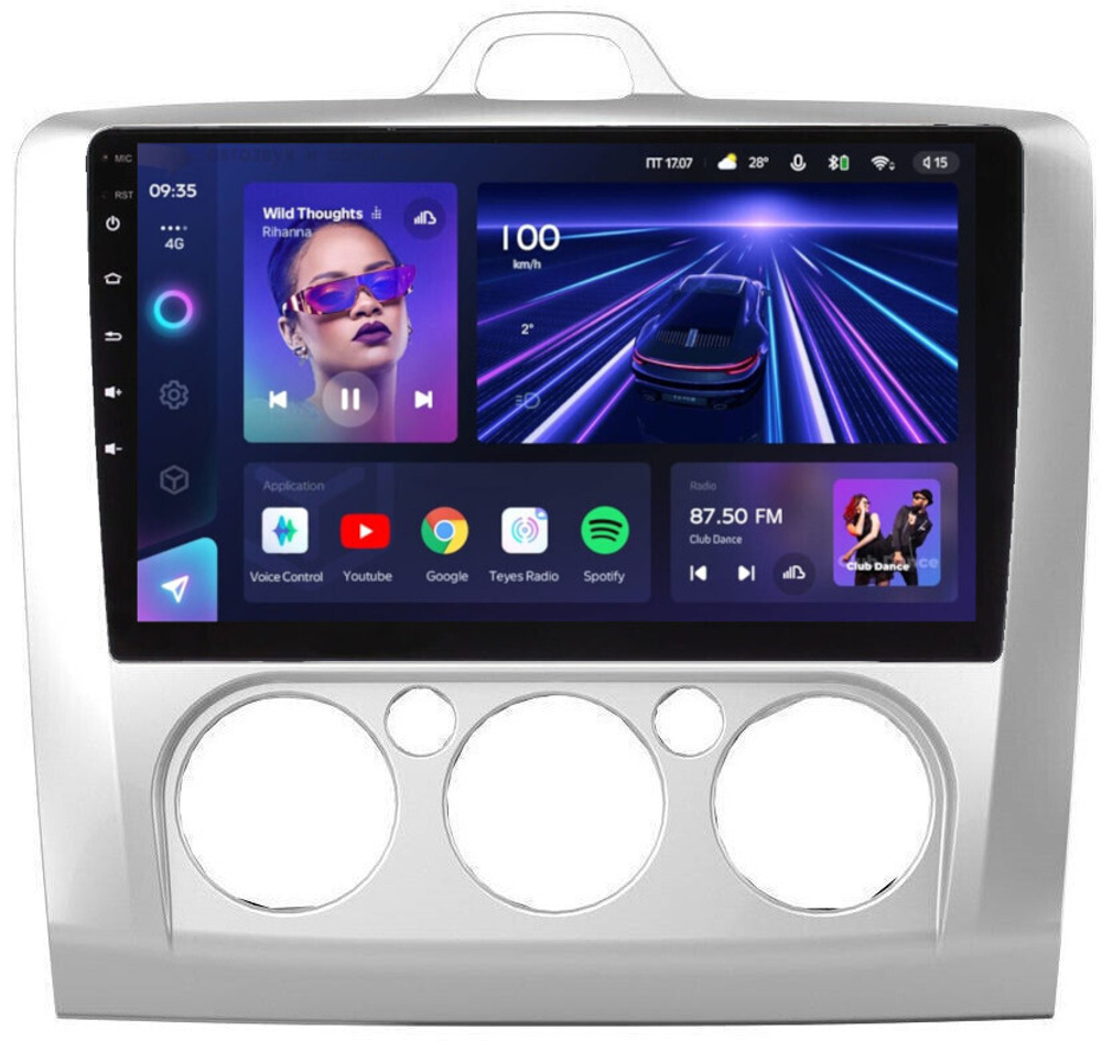 Магнитола для Ford Focus 2 2004-2011 (кондиционер) - Teyes CC3 Android 10, ТОП процессор, 4/32 Гб, CarPlay, SIM-слот