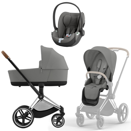 Коляска 3 в 1 Cybex Priam IV Chrome Brown complete и автокресло Cloud T i-Size Mirage Grey Mirage Grey