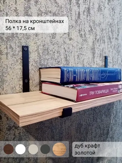 Полка настенная прямая лофт на кронштейнах