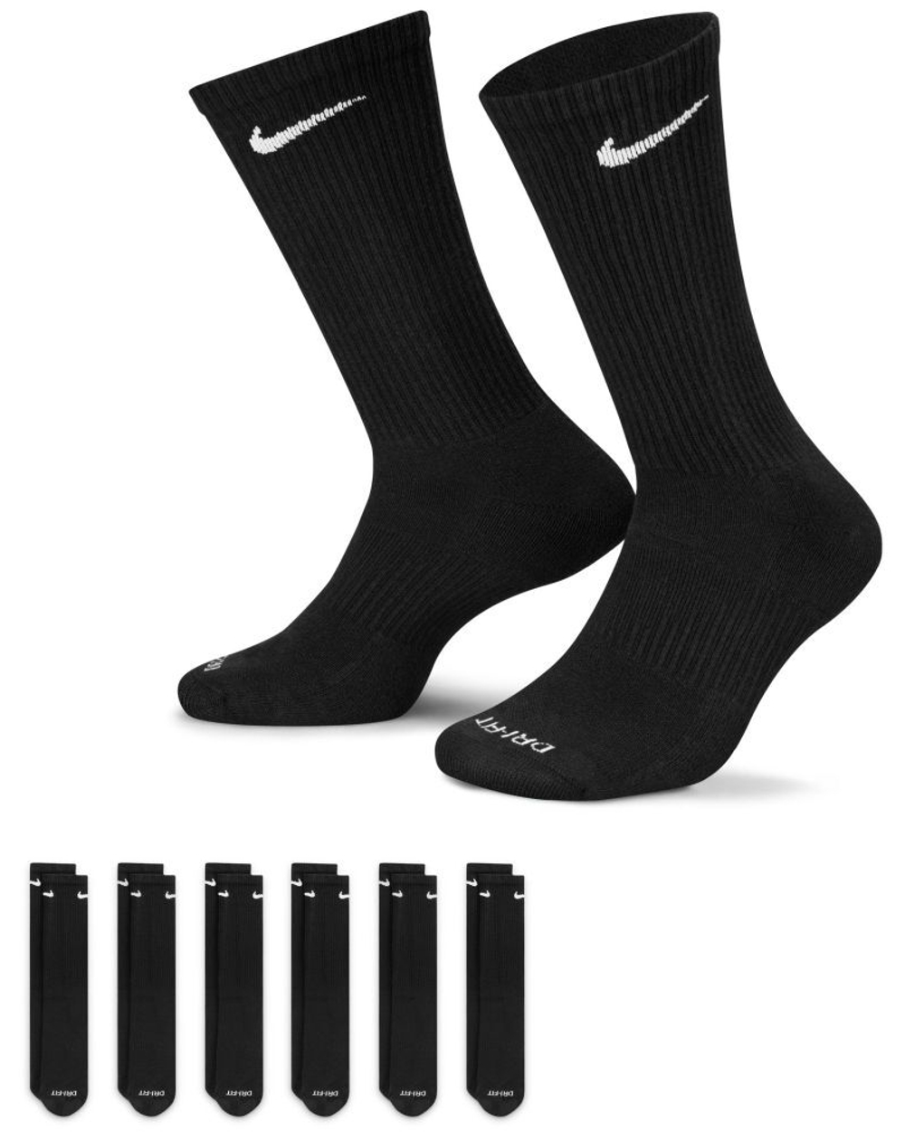 Теннисные носки Nike Everyday Plus Cushion Crew Socks 6P - Black
