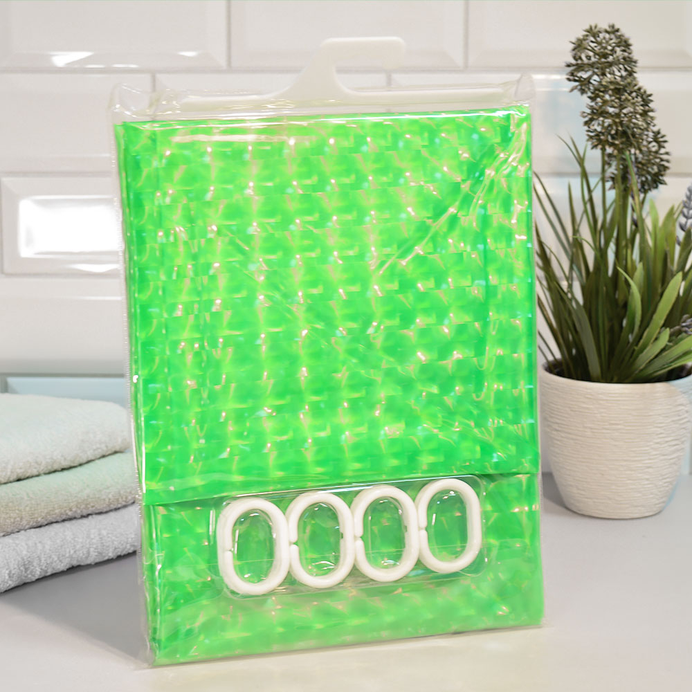 Штора для ванной 180*180см 3D "Sweet Sun Cube", цвет зеленый