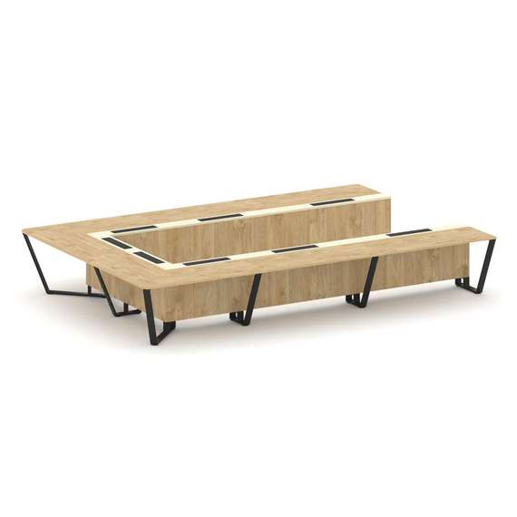 Steel Meet Стол переговорный П-образный KM-PR.B.SP-15P Тиквуд Светлый/Ваниль Глянец/Металл Черный 48