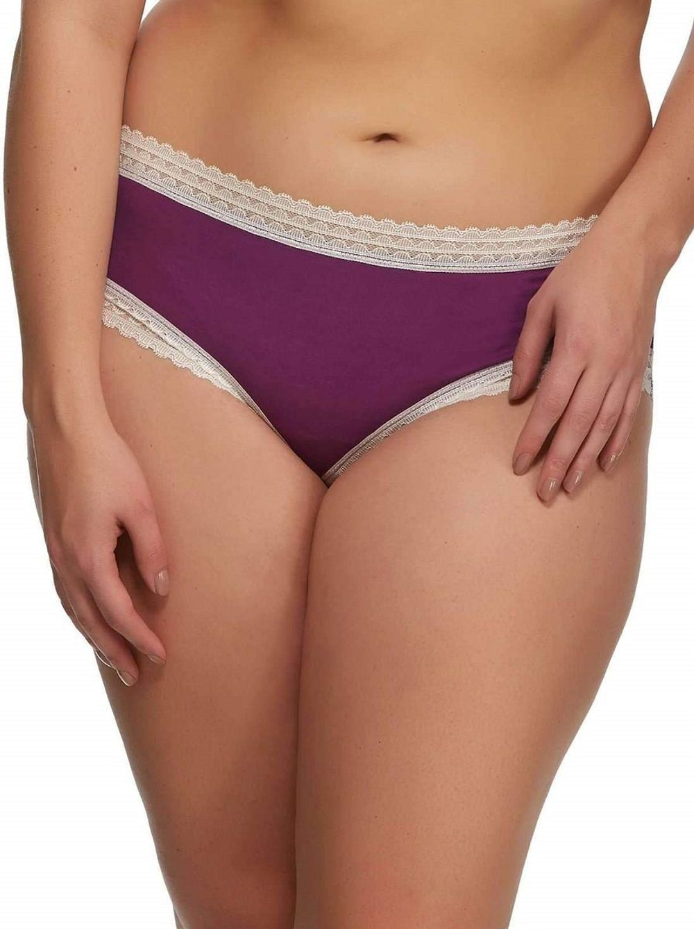 Трусики-хипстеры из мягкой микрофибры с кружевной отделкой (Размер: XS) (Цвет: красный)