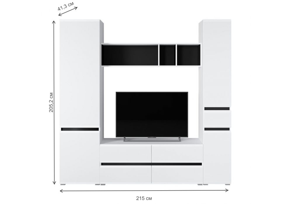 Модульная гостиная Сейдиль белый премиум / черный / белый глянец комплектация 4