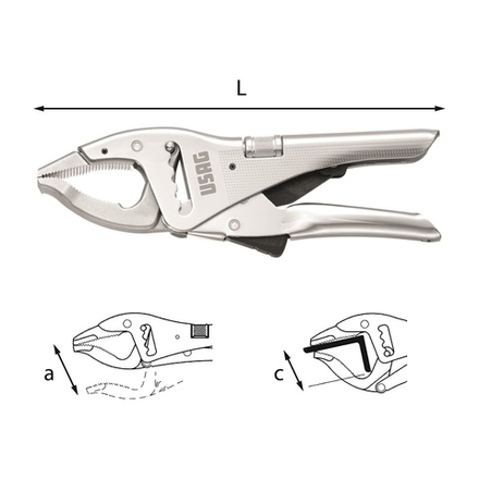 135 B Зажимные клещи переставные с запираемым захватом с длинными губками, USAG (Италия)