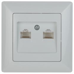 Розетка Intro Solo 4-304-01 информационная двойная 2xRJ45, СУ, белый