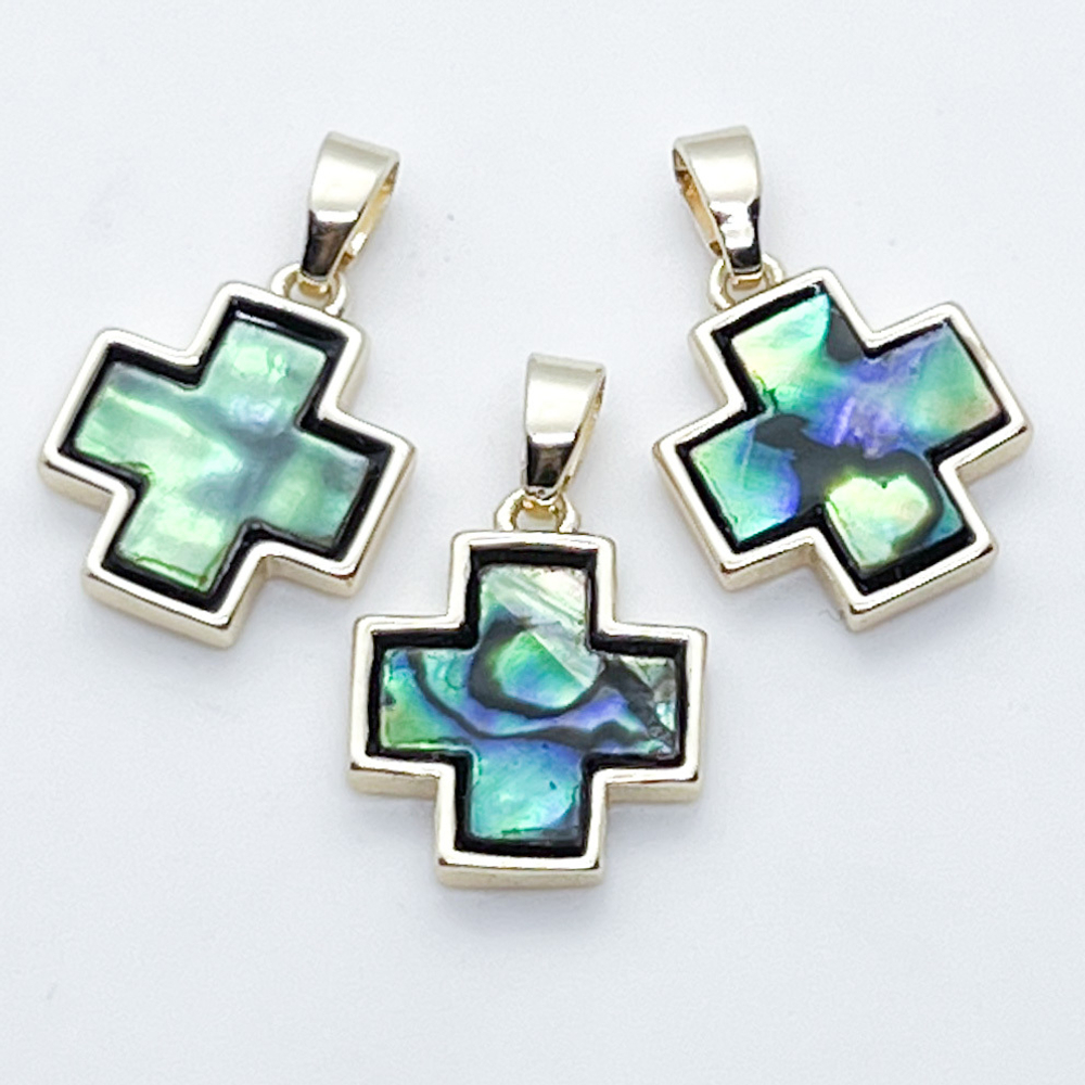 Подвеска Крест, цвет золото, галиотис, размер 14*12 мм, цена за 1 шт