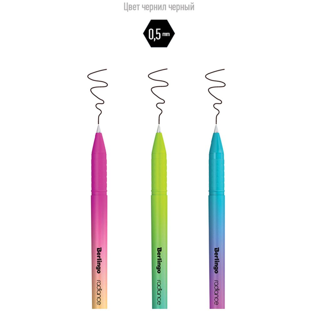 Ручка гелевая Berlingo "Radiance" черная, 0,5мм, корпус ассорти