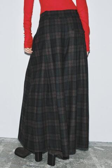 ZARA БРЮКИ В КЛЕТКУ ИЗ СМЕСОВОЙ ШЕРСТИ — ZW COLLECTION, КОРИЧНЕВЫЙ/СИНИЙ