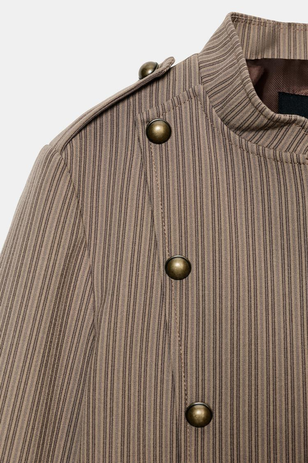 ZARA БЛЕЙЗЕР ПРИТАЛЕННОГО КРОЯ В ПОЛОСКУ, СВЕТЛЫЙ РЫЖЕВАТО-КОРИЧНЕВЫЙ