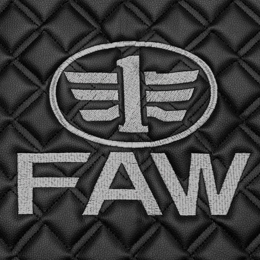 Ковры FAW J7, (экокожа, черный, серый кант, серая вышивка)