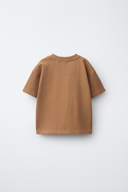 ZARA ФУТБОЛКА С НАДПИСЬЮ, СВЕТЛО-КОРИЧНЕВЫЙ