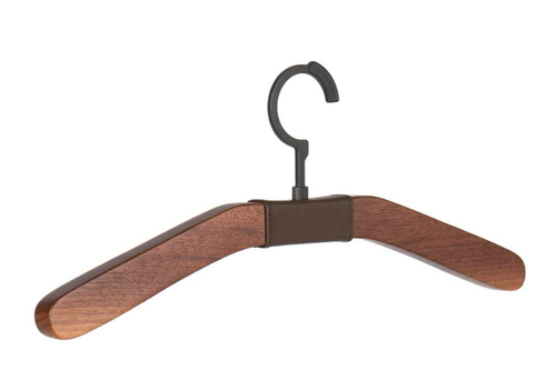 Вешалка-плечики со вставкой из кожи исполнение Орех/Брауни