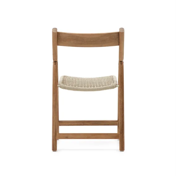 Складной стул Dandara из массива акации со стальной конструкцией и белым шнуром