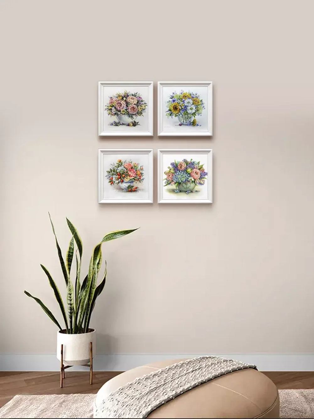 Картины на стену интерьерные на холсте 4 шт, 23*23 см