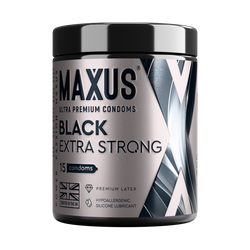 Презервативы MAXUS Extra Strong №15 с железным кейсом, черные, утолщенные, 15 шт