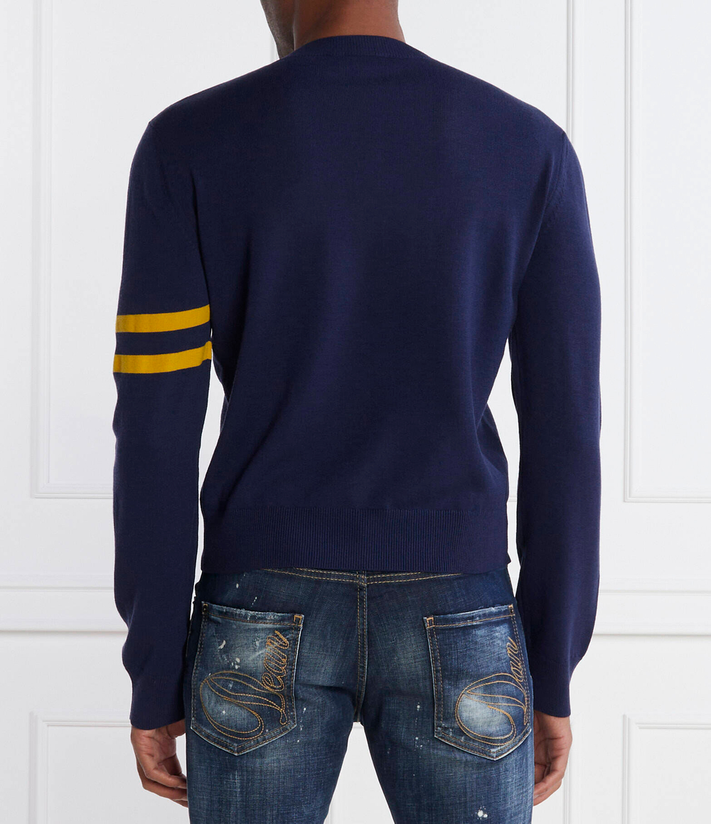 Хлопковый свитер college shetland pullover Dsquared2 - темно-синий(S71HA1217 S18366)