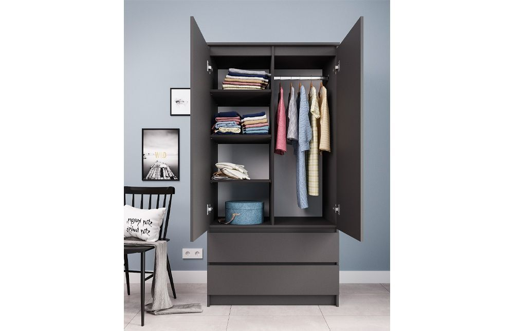 Шкаф для одежды распашной с полками Белый, 160х50х210 см Мори ДСВ Мебель