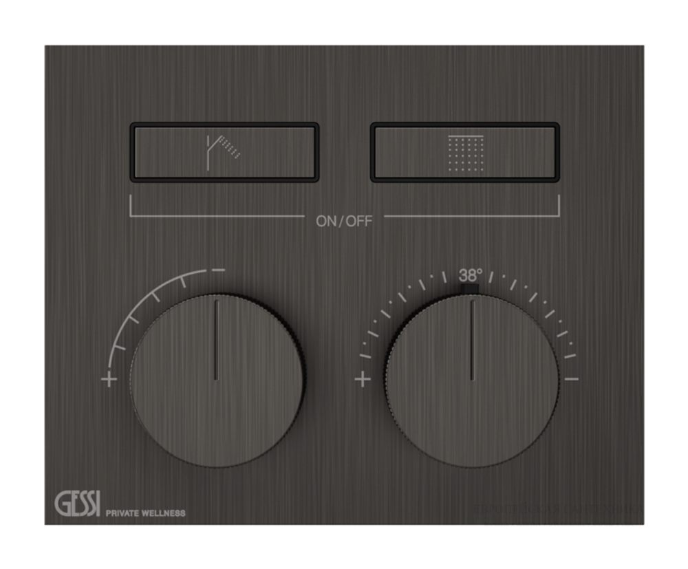 Термостат Gessi HI-FI, до 2-х функций одновременно, встраиваемый, цвет Black Metal Brushed PVD
