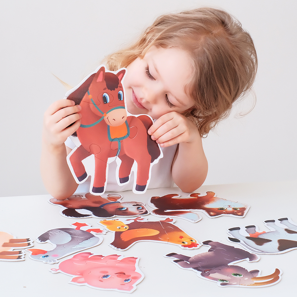 Домашние животные, картонные пазлы