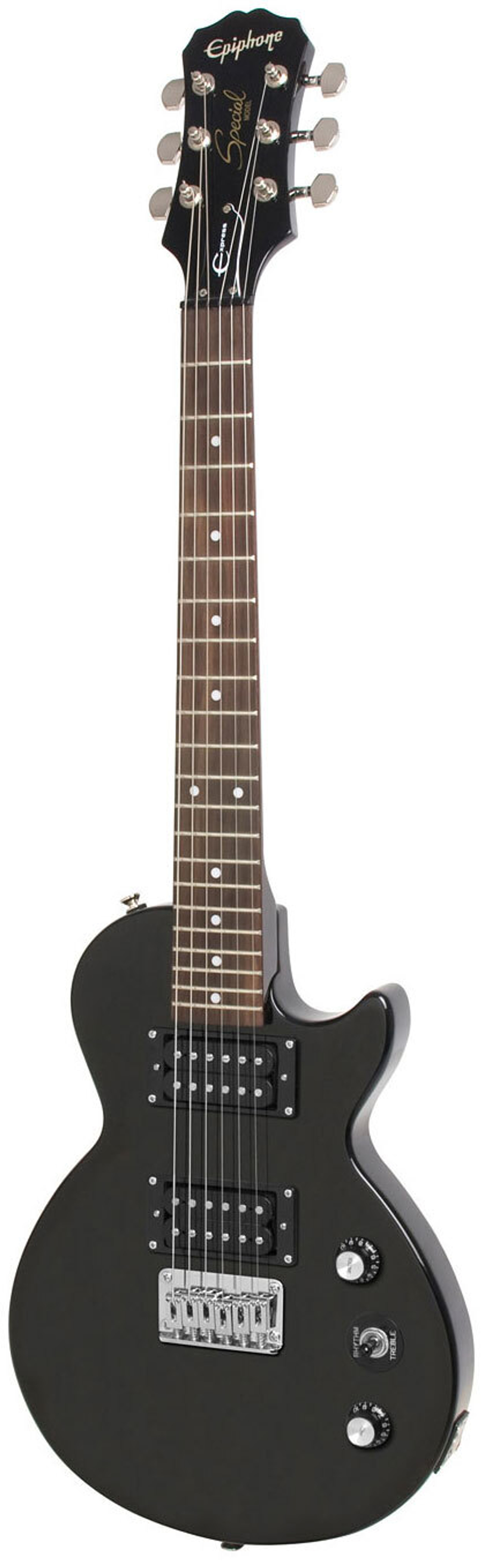 EPIPHONE Les Paul Express Ebony электргитара, цвет черный, мензура 22' (трэвэл), корпус - махогани.