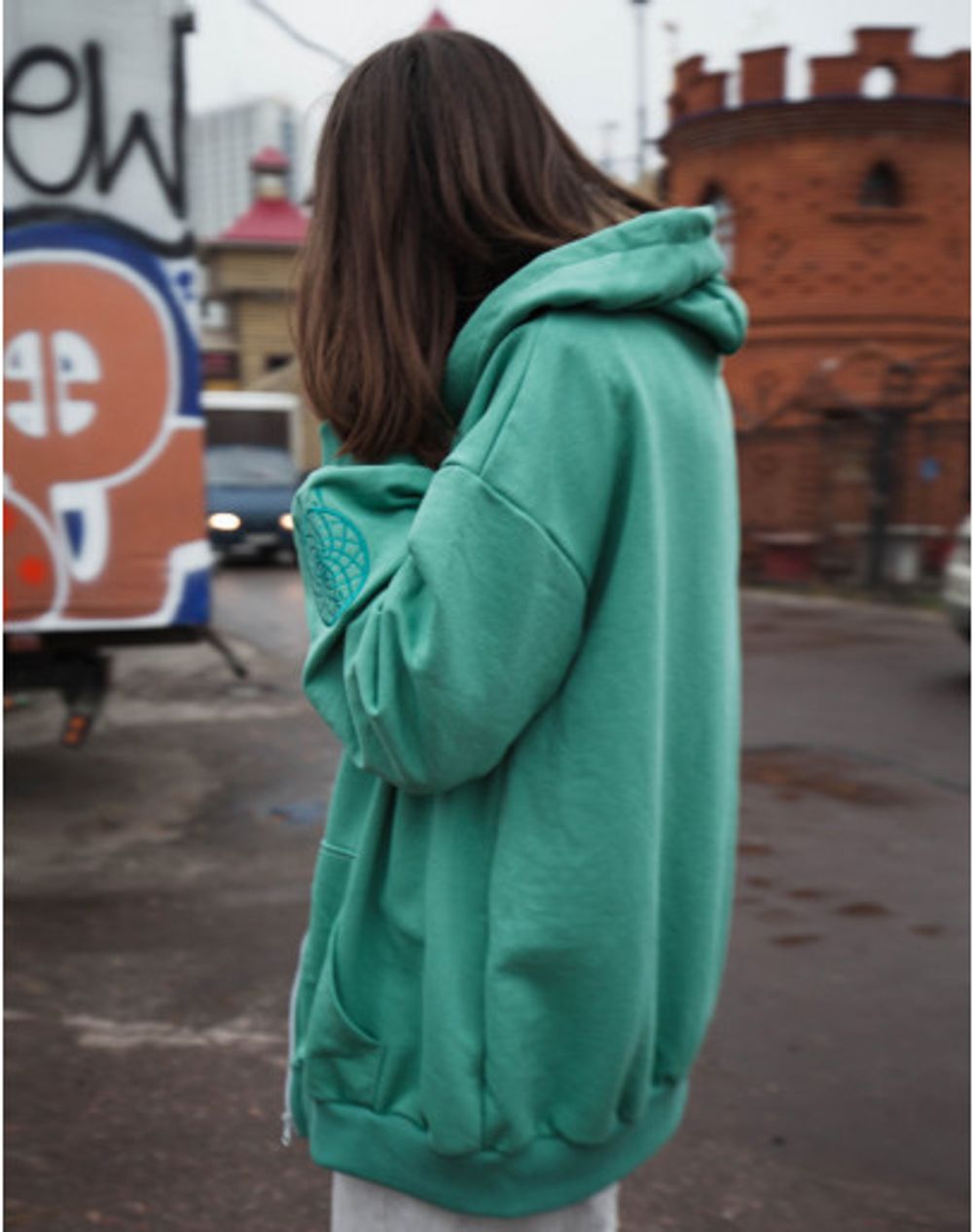 Худи с молнией Зеленый