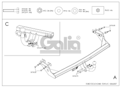 Оцинкованный фаркоп на Ford Focus I универсал 1998-2004 (без электрики), Galia F049C