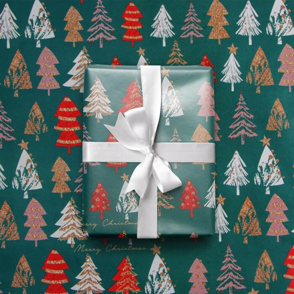 Упаковочная бумага на Новый год «Ёлочки», 70×100 см, глянцевая