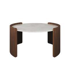 Столик Lagom Stone D 65 см высота 32 см (камень OV, орех)