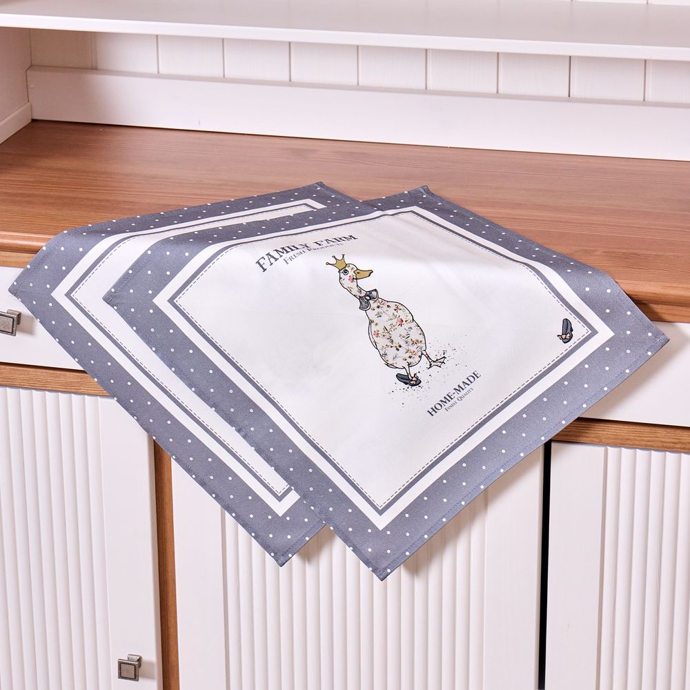 НАБОР САЛФЕТОК ИЗ 2-Х ШТ "FAMILY FARM" 40Х40СМ, ТВИЛ, ГРАФИТ