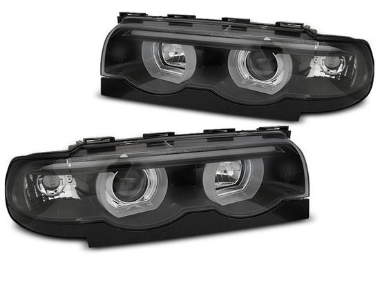Передние фары 3D Angel Eyes для BMW 7 E38 (94-01) черные