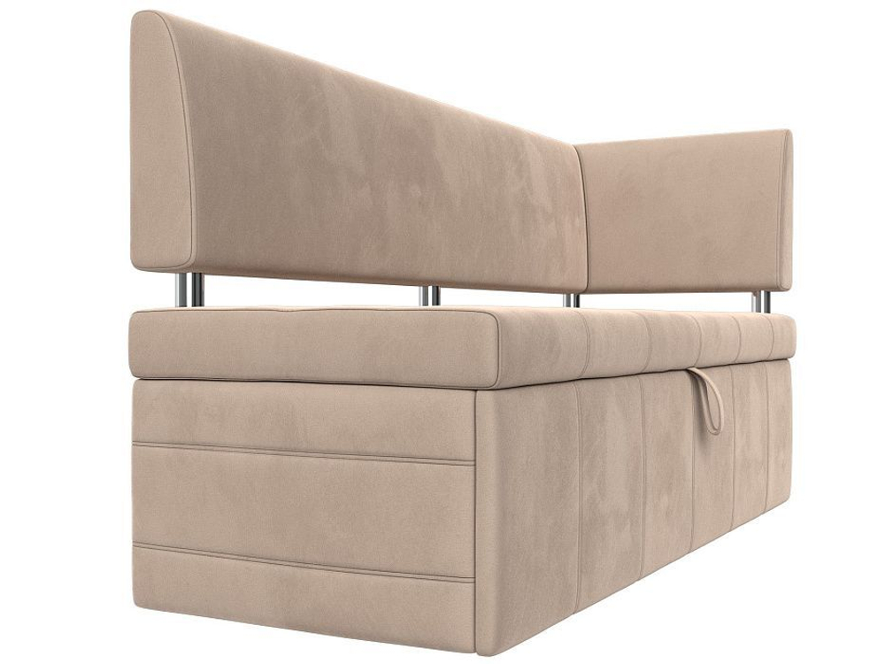 Диван кухонный прямой Стоун с углом правый, Бежевый, Велюр, 107265