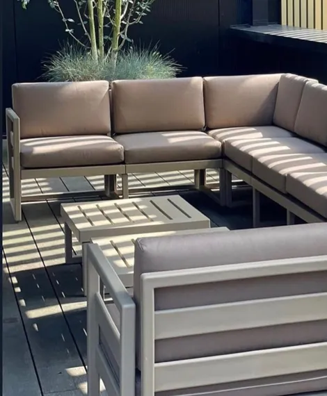 Комплект угловой уличной мебели Mykonos, пластик, бежевый